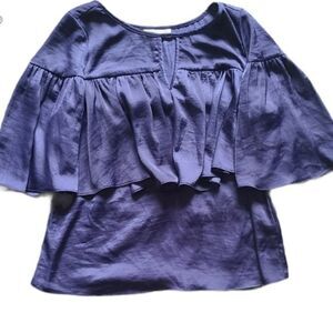 Jennifer‎ Lopes Blue Ruffled Blouse size Small